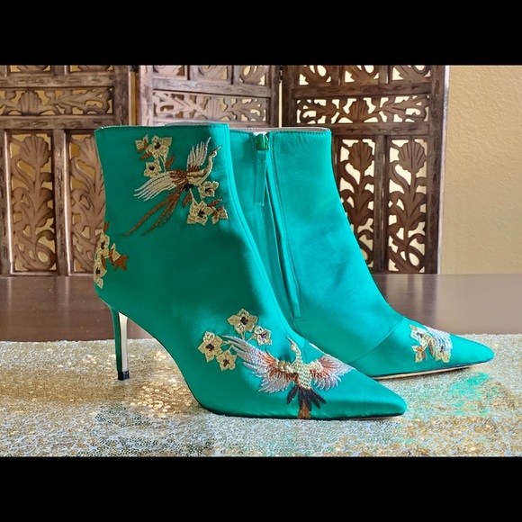 Zara green satin boots. Size 9 - Picture 2 of 4